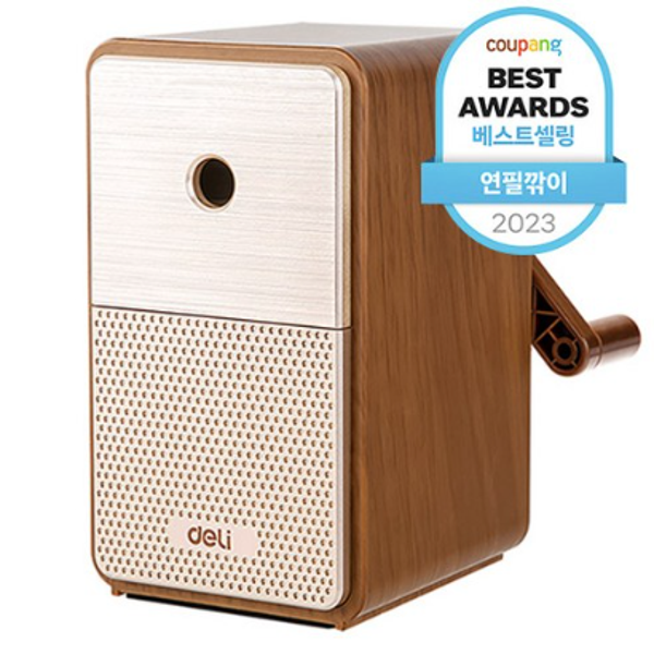 백앤 델리 레트로 스피커 모양 5단 심조절 회전식 연필깎이, 브라운, 1개