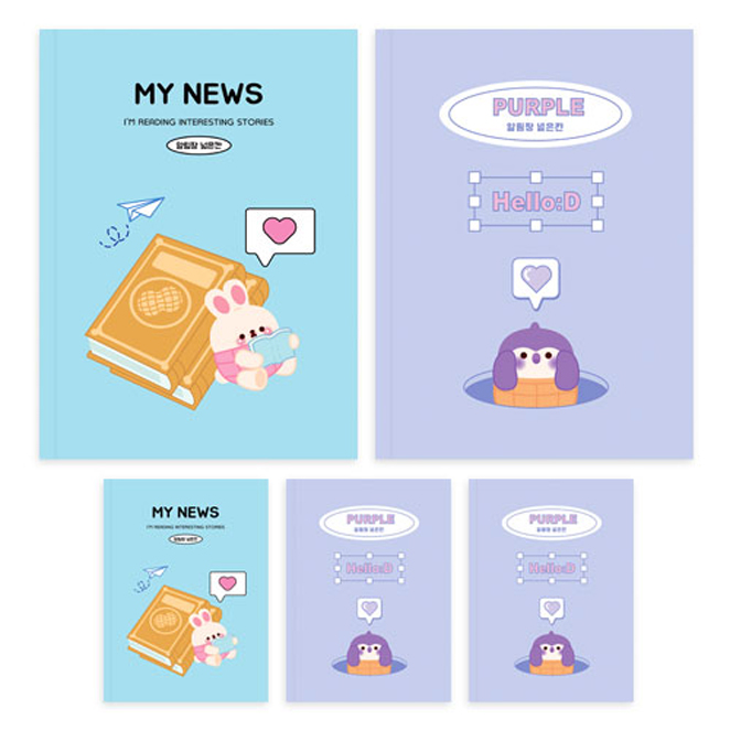 다다 소소펀 초등 저학년 알림장 넓은칸 노트, 랜덤발송, 5개